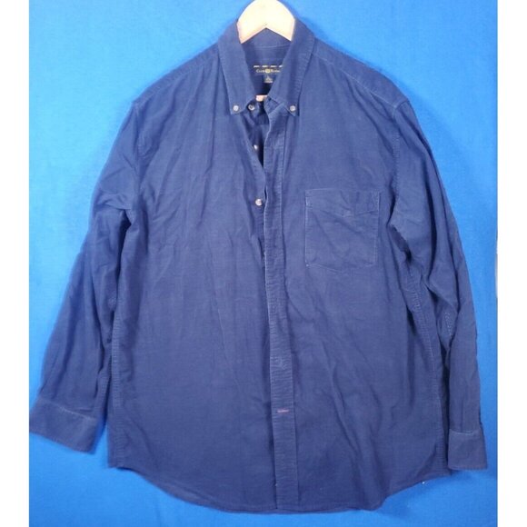 Club Room Corduroy Shirt Men's Size Large Blue Long Sleeve Button Up Casual - Picture 1 of 12